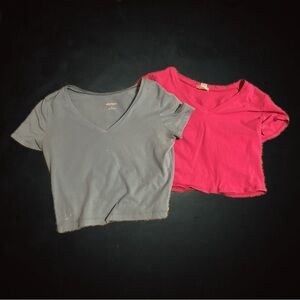 cute baby pink and baby blue crop top